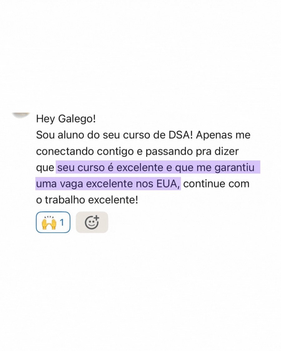 Print de depoimento de aluno