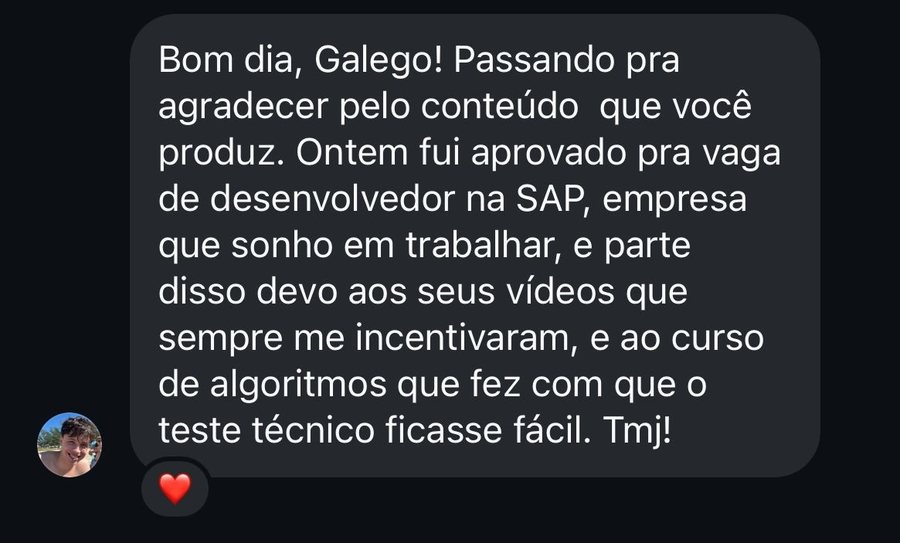 Print de depoimento de aluno