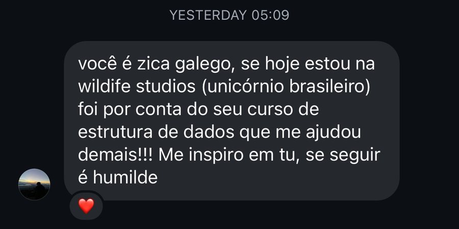 Print de depoimento de aluno