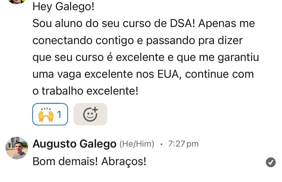 Print de depoimento de aluno